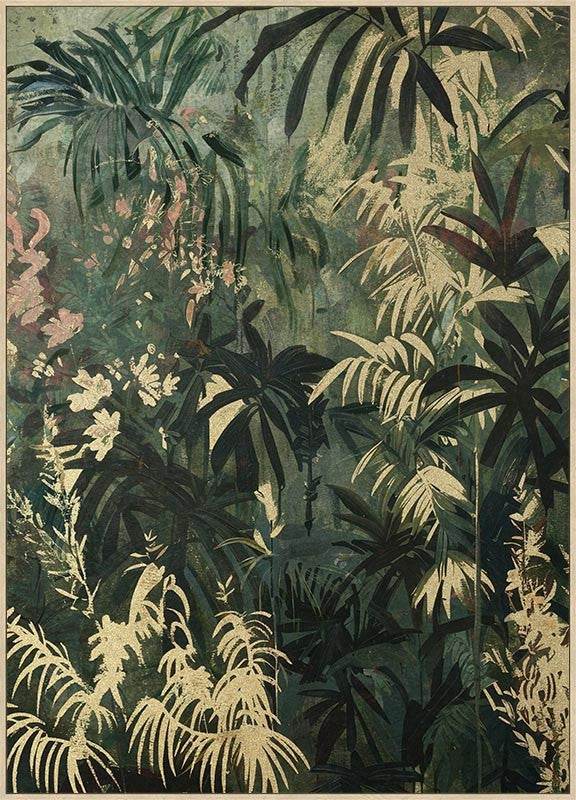 Quadro con Cornice Stampa Giungla Tropicale su Tela 103x143 cm - CROWN