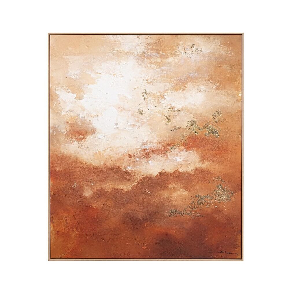 Quadro dipinto a mano su tela con cornice e foglie dorate - BOLD