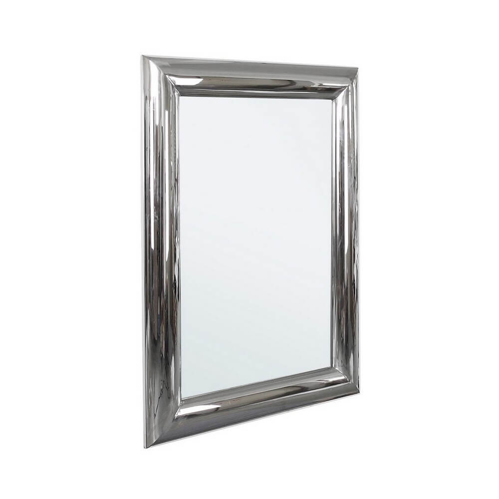 Specchio da Parete con Cornice in Acciaio Argento Lucido 80x110 - KOONS