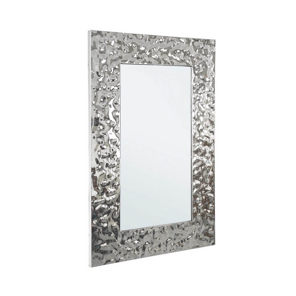 Specchio da Parete con Cornice in Acciaio Argento Lucido 70x110 - HIRST