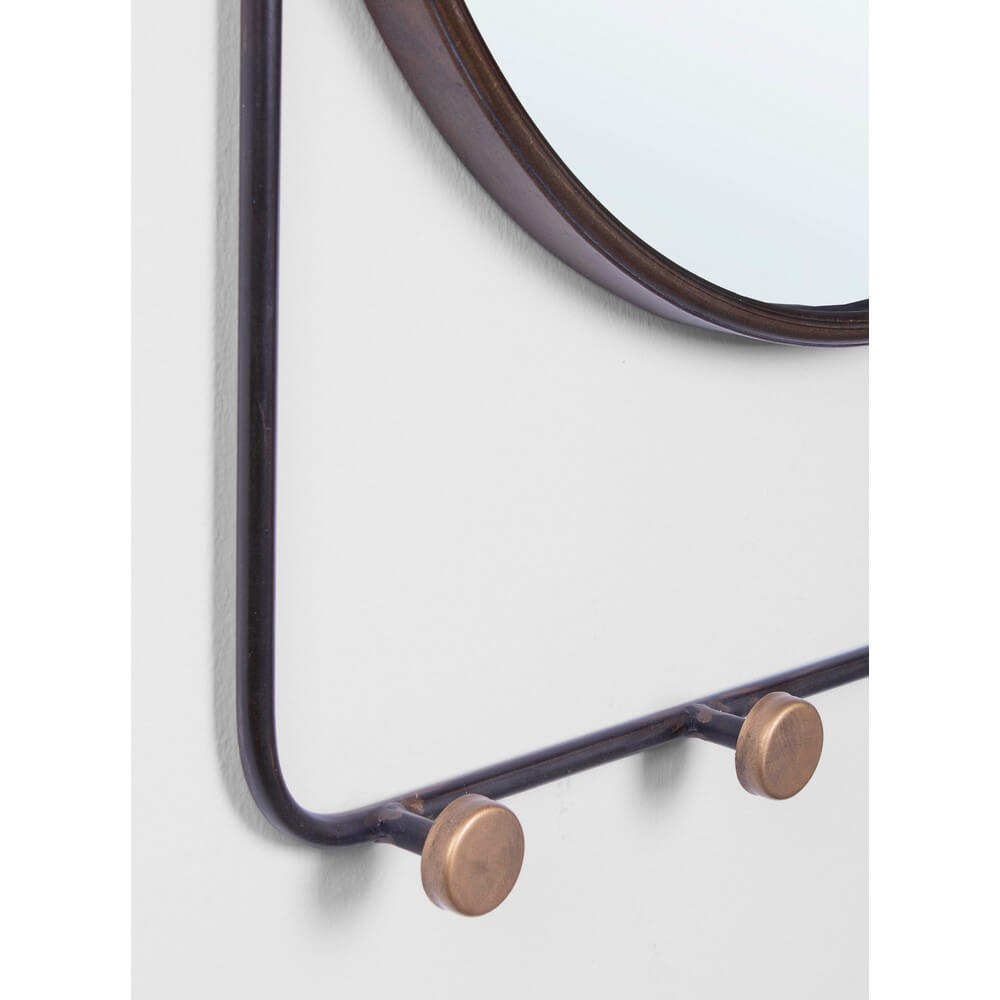 Set di 2 Specchi Rotondi con Cornice e 4 Ganci in Acciaio - COLLINS