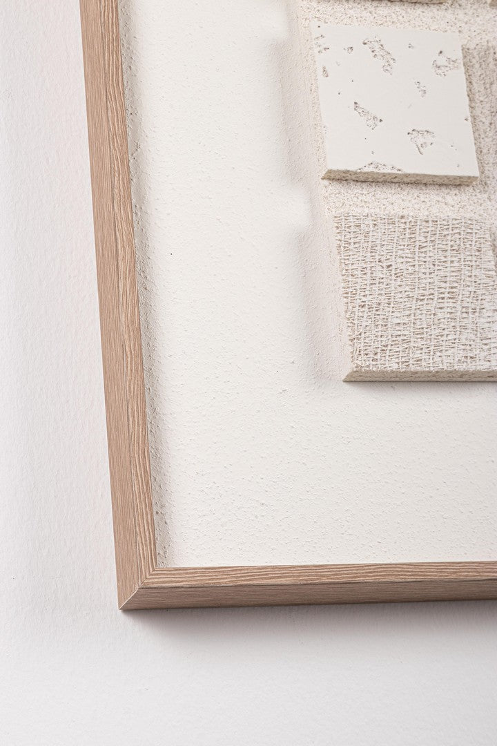 Set di 4 Quadri con Cornice Astratti in Rilievo con Foglie Dorate Trama Intrecciata - ZAREK