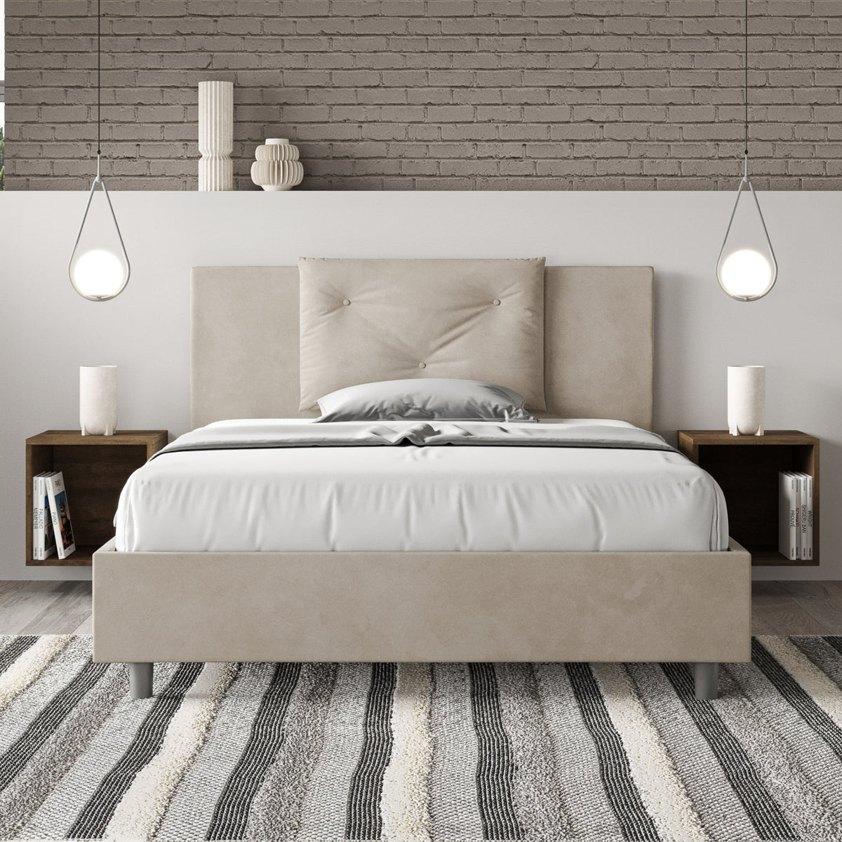 Letto una piazza e mezza rivestito in Microfibra - APPIA