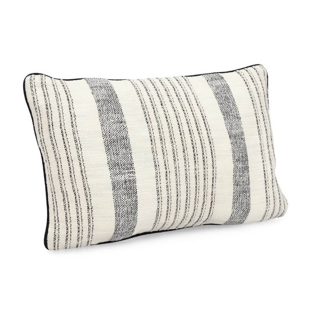 Cuscino decorativo in cotone a righe con imbottitura 50x30 cm Beige Blu - MORGAN