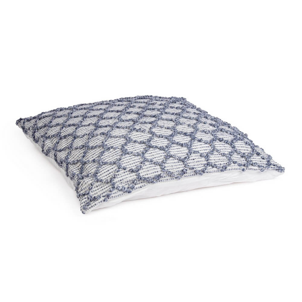 Cuscino da Esterno Blu Bianco Tessuto Intrecciato 80x80 cm - CHANDER