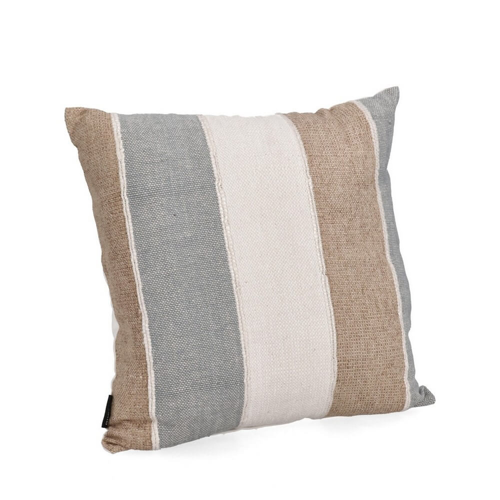 Cuscino a Righe in Cotone e Velluto Sfoderabile 45x45 cm - GANGA