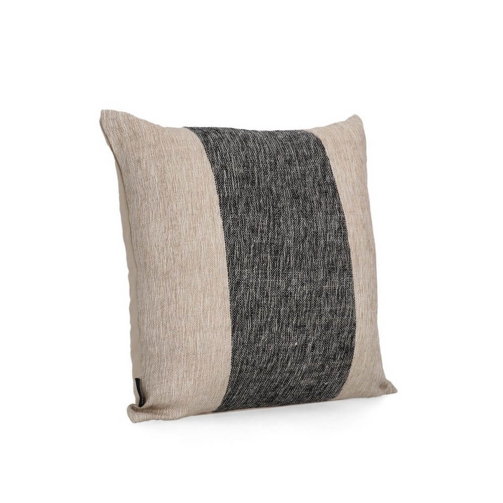 Cuscino Decorativo in Cotone e Viscosa con Fascia Intrecciata 45x45 Nero - MANPUR