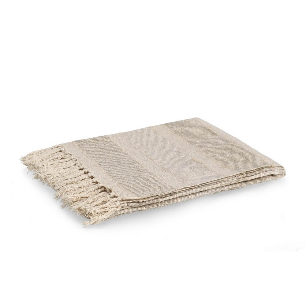 Coperta in Cotone e Lino con Frange 130x170 cm - RAIPUR