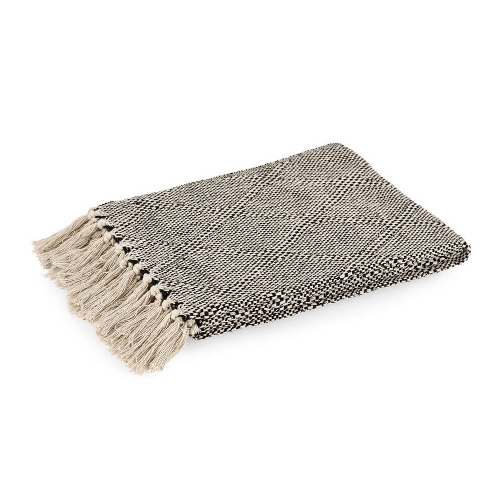 Coperta in Cotone con Frange Tessuta 130x170 cm - NYLAN