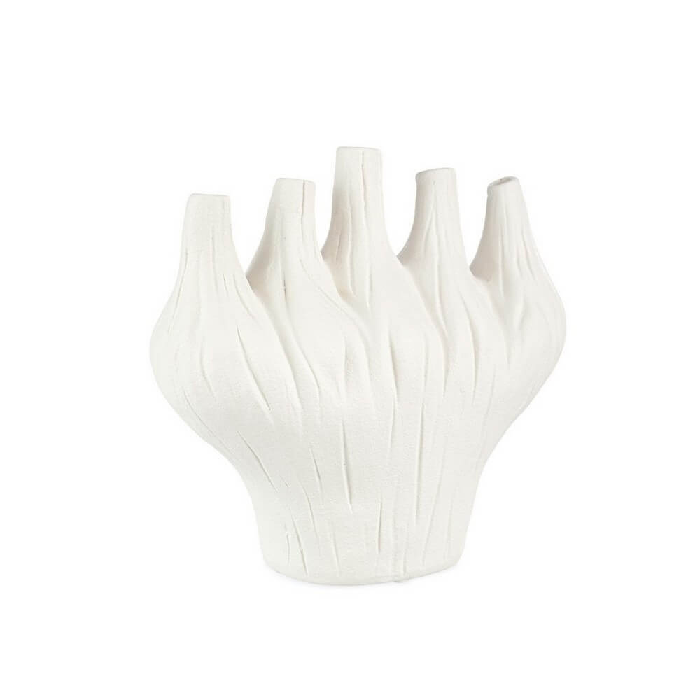 Vaso in ceramica bianca multi-bocca effetto corallo H29 cm - MISA