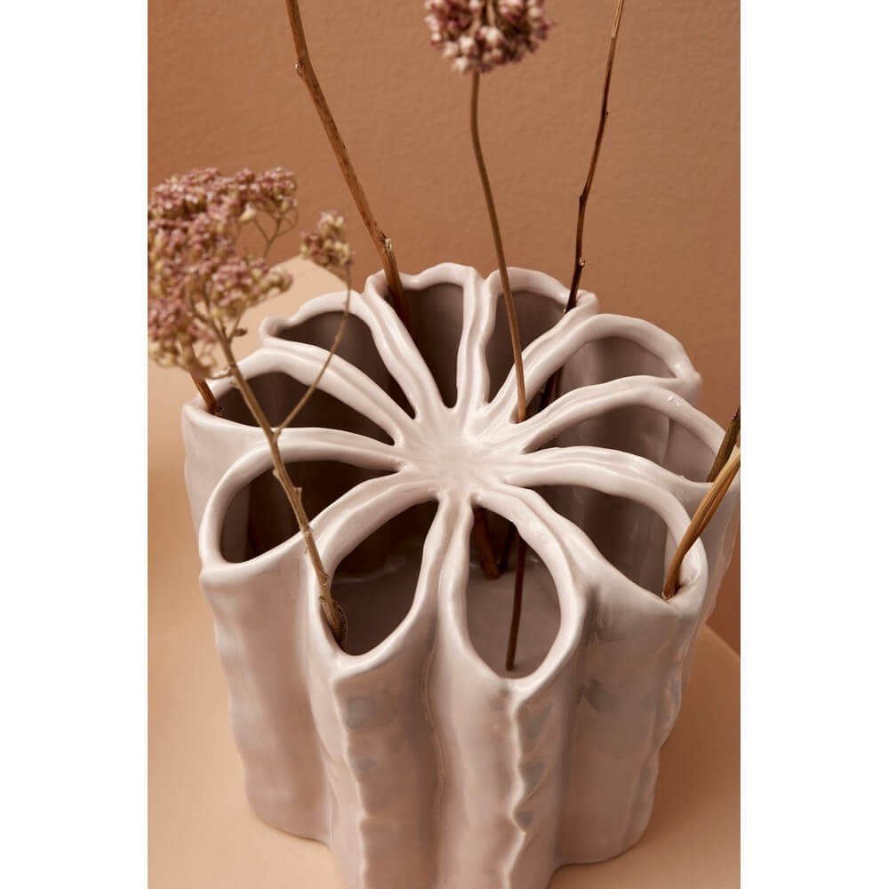 Vaso in ceramica tondo smaltato forma organica H23 cm - KICHI