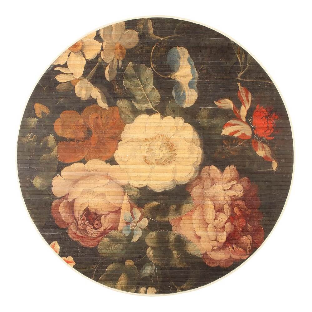 Set di 6 Tappeti Rotondi in Bamboo con Stampa Floreale D120 - STARDUST