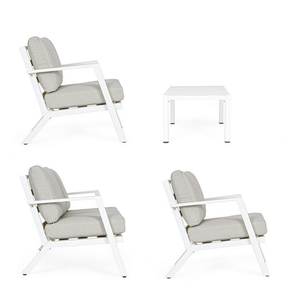 Set salotto da giardino in alluminio con cuscini 4 pezzi - ADVENTUROUS