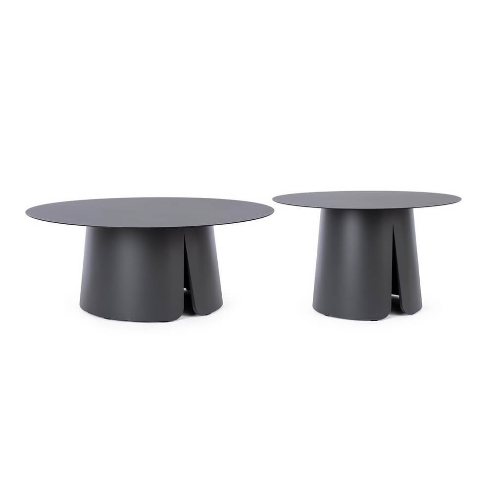 Set di 2 Tavolini da Salotto Rotondi in Alluminio Verniciato - KIRELL