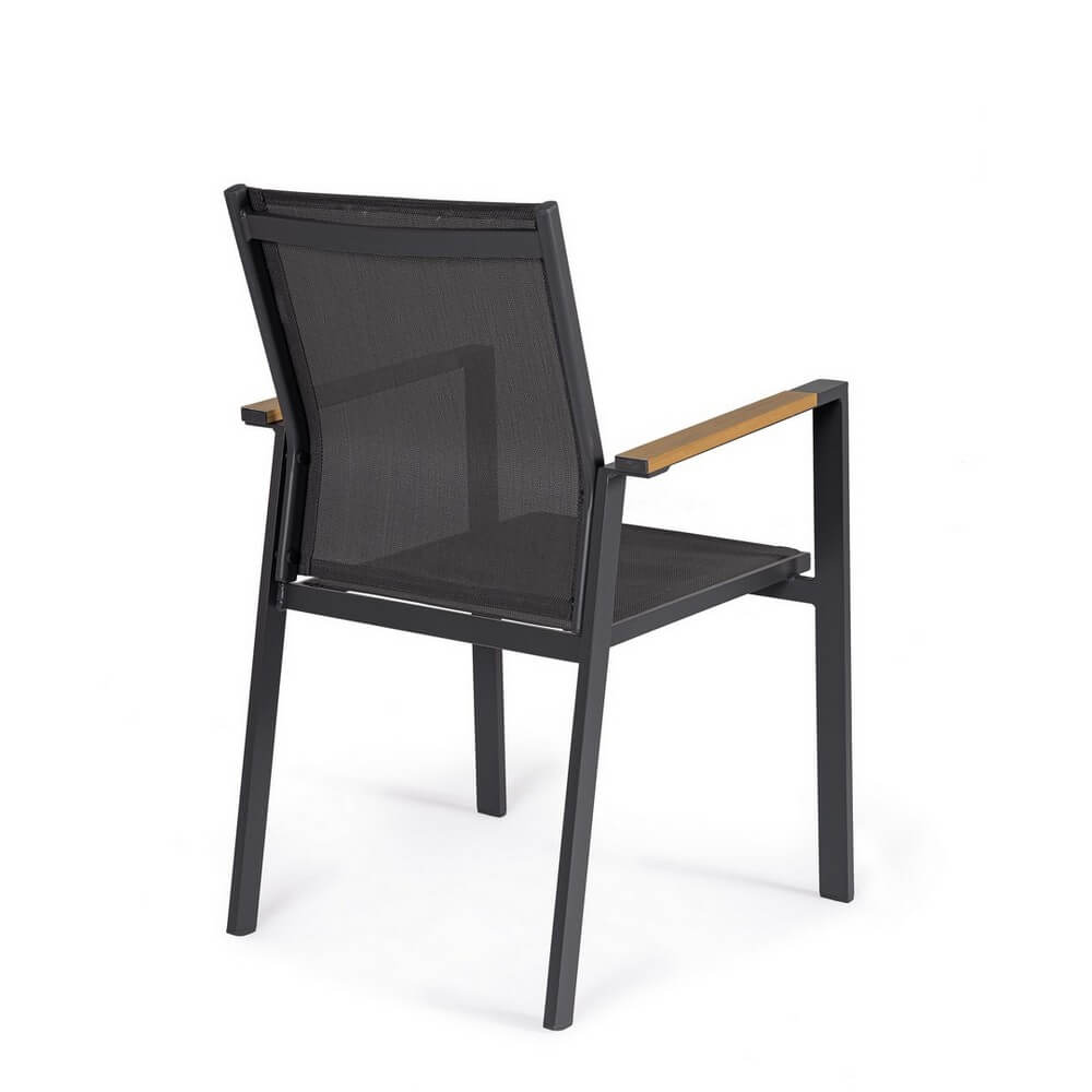 Set di 4 Sedie da Giardino con Braccioli in Alluminio e Textilene Impilabili - ISKIEL