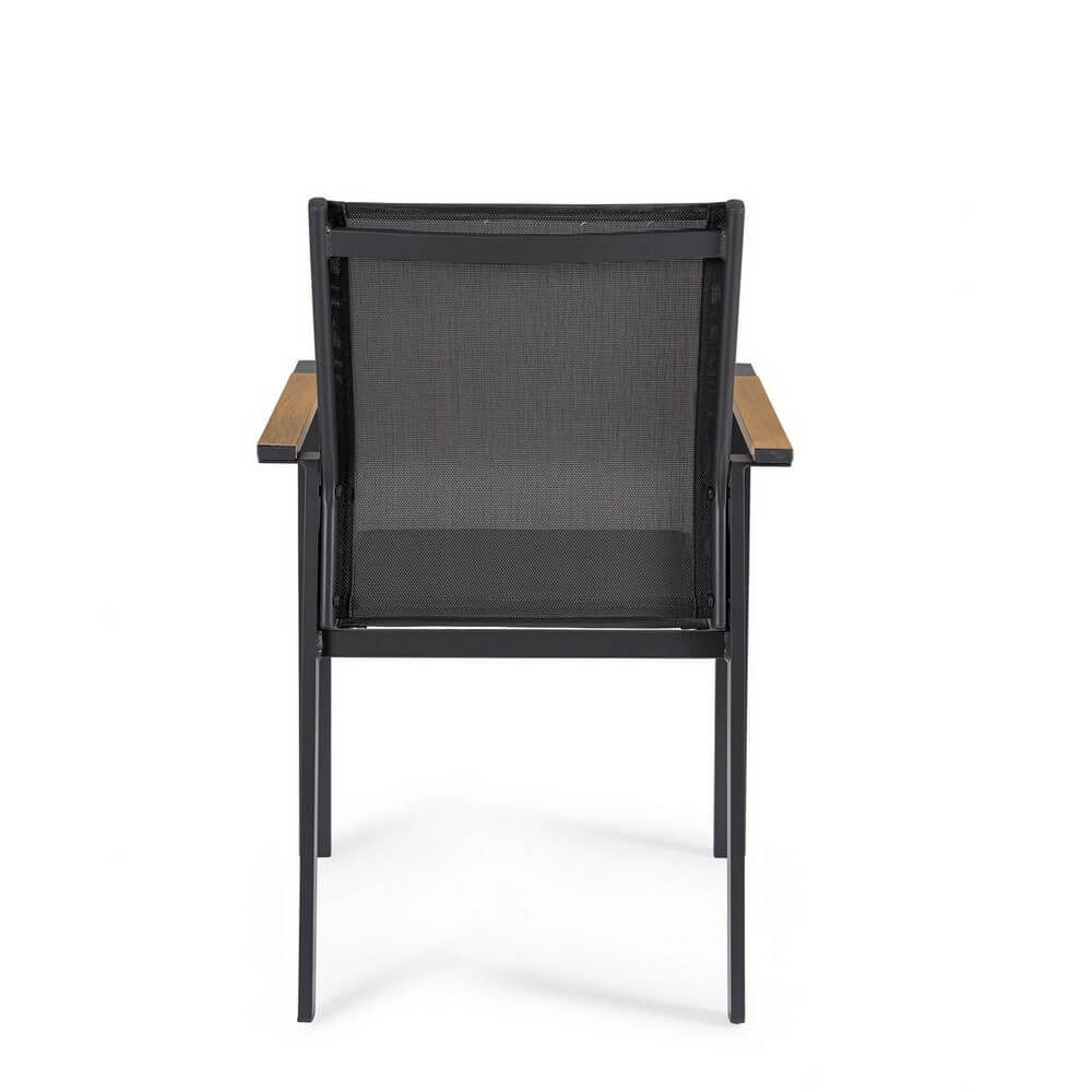 Set di 4 Sedie da Giardino con Braccioli in Alluminio e Textilene Impilabili - ISKIEL