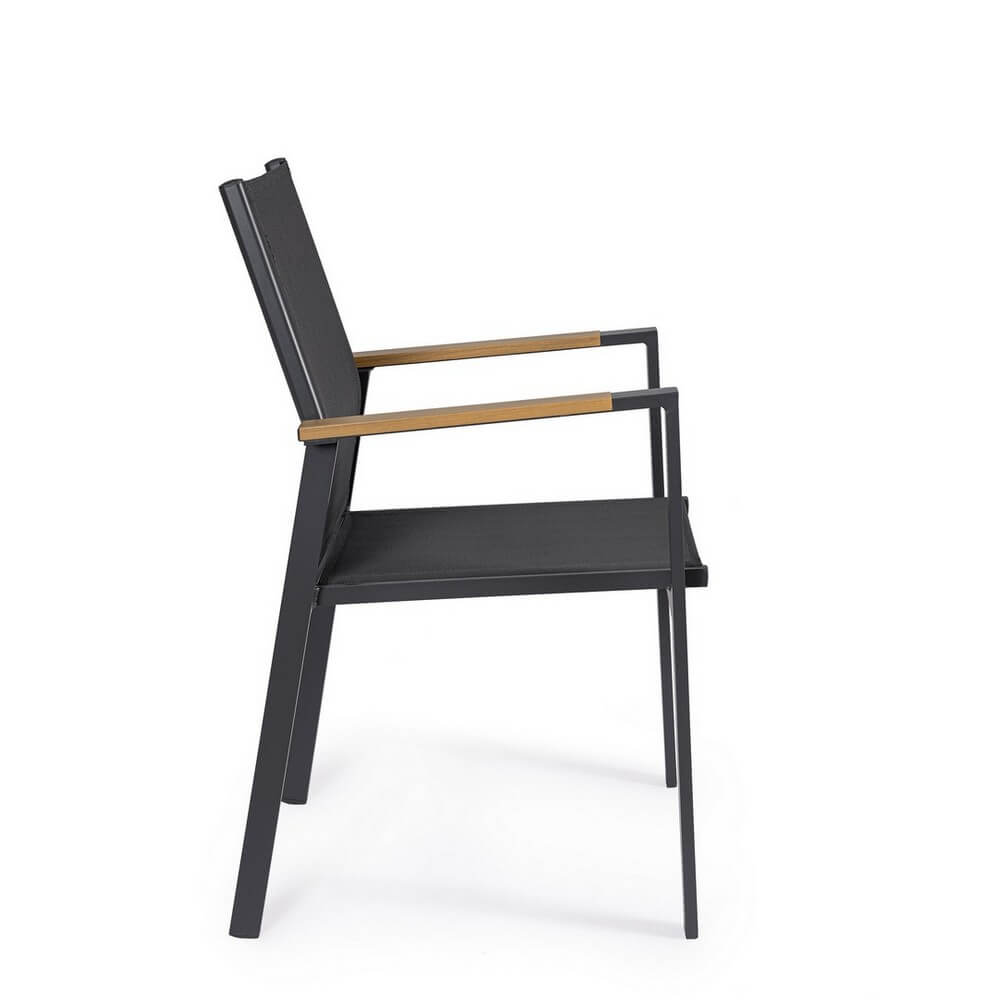 Set di 4 Sedie da Giardino con Braccioli in Alluminio e Textilene Impilabili - ISKIEL