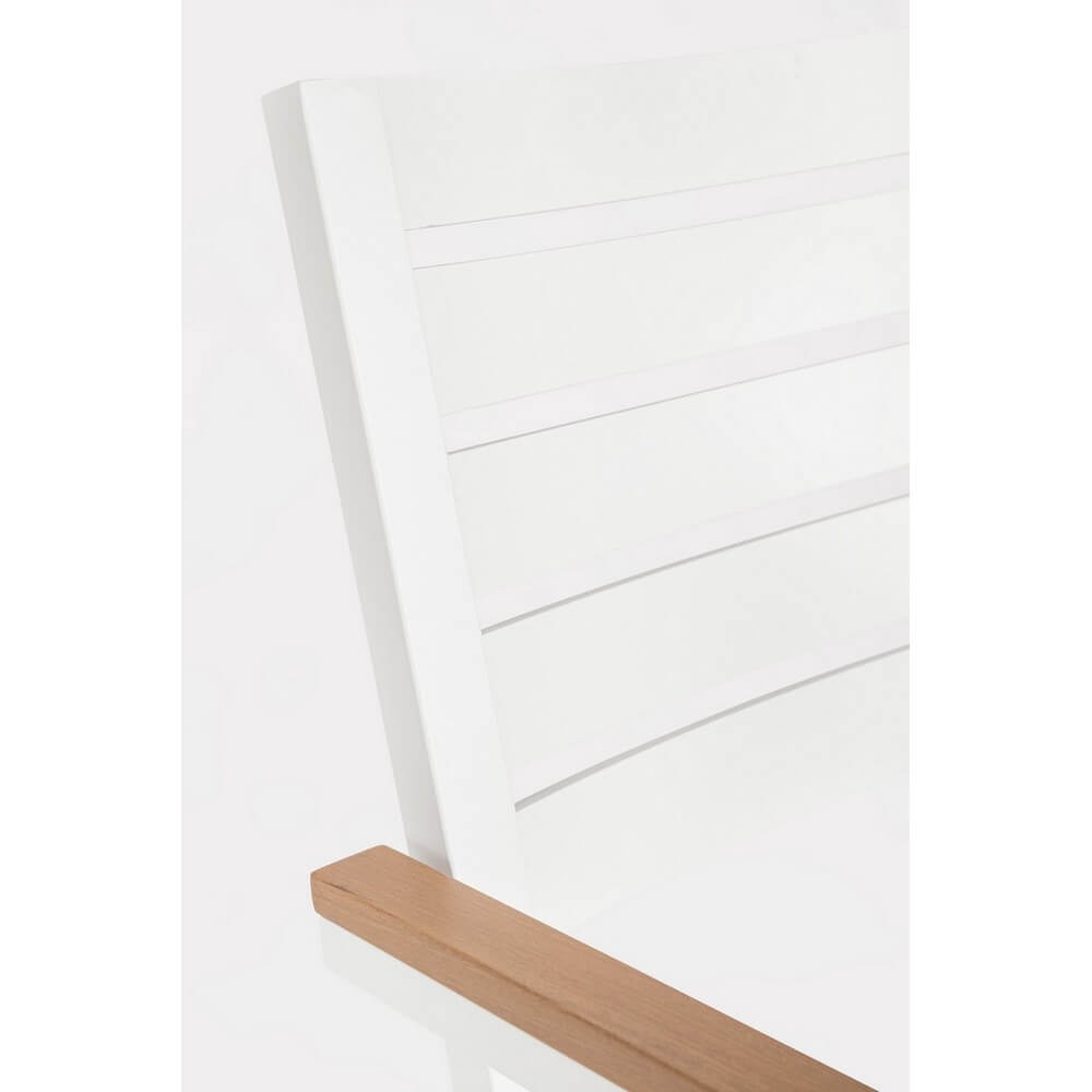 Set di 4 Sedie da Giardino con Braccioli e Cuscino in Alluminio Bianco Impilabili - CARMEYA