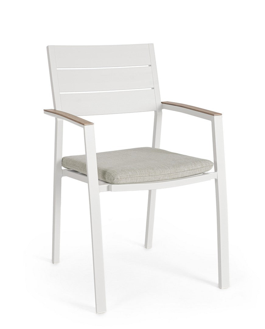 Set di 4 Sedie da Giardino in Alluminio con Braccioli e Cuscino - ZELMAR
