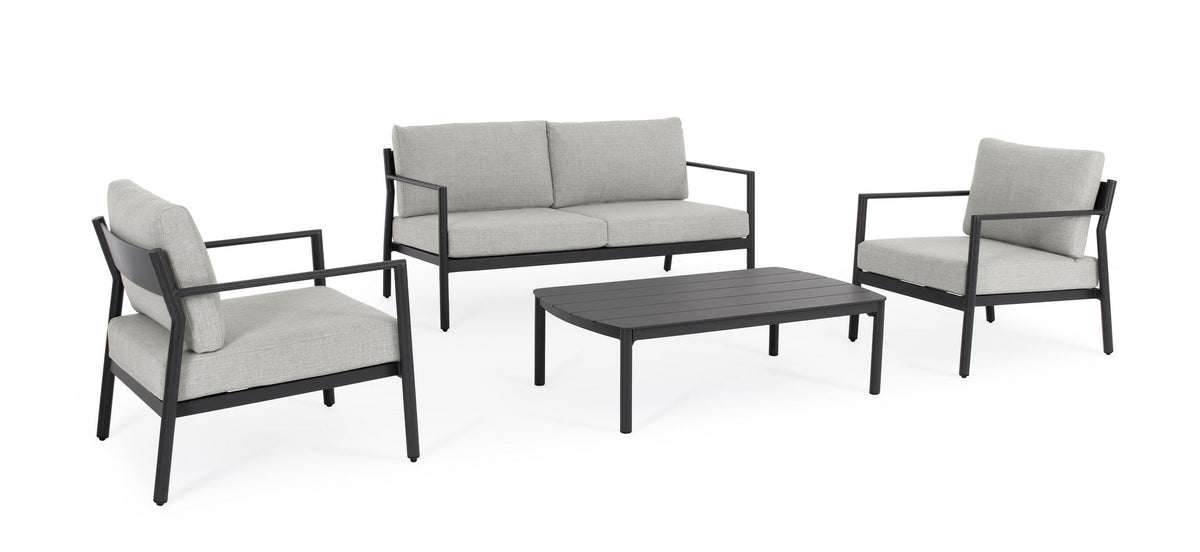 Set da 4 Pezzi Salotto da Giardino in Alluminio con Cuscini Antracite - SIRIUS