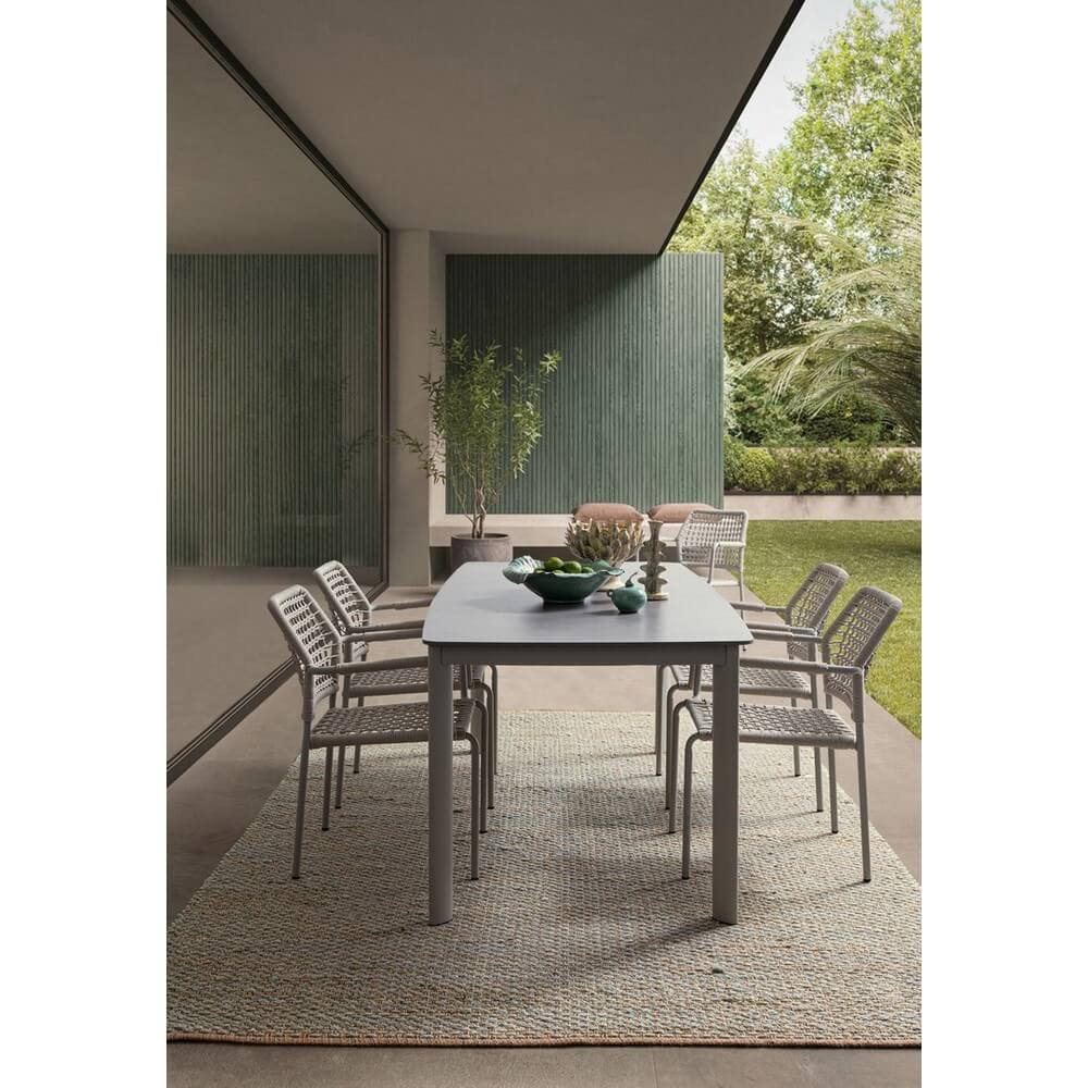 Tavolo da Pranzo da Esterno in Alluminio e Pietra Sinterizzata 180x90 cm - ALCORA