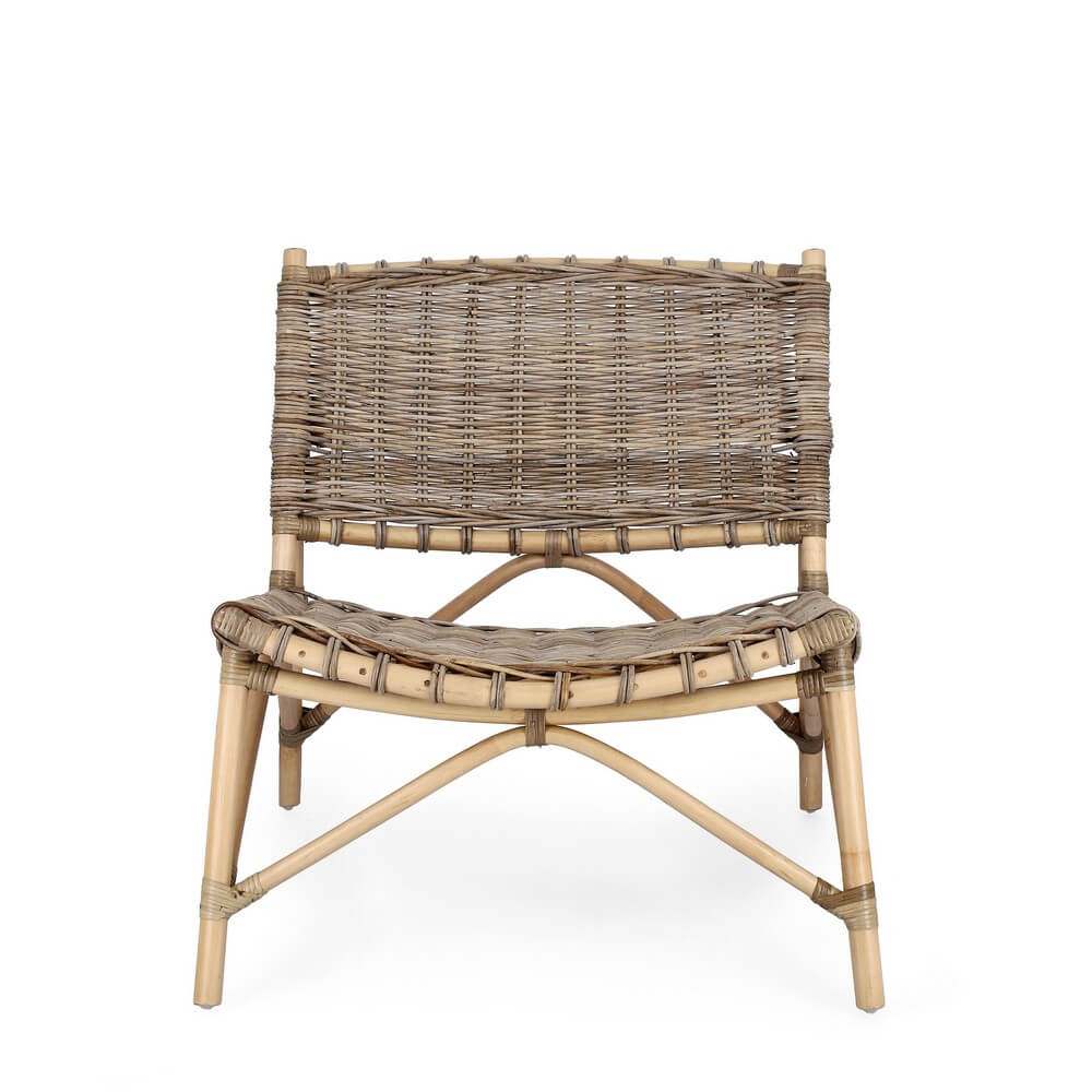 Poltrona Lounge in Rattan Intrecciato Kubu Stile Naturale - MIRABELLE