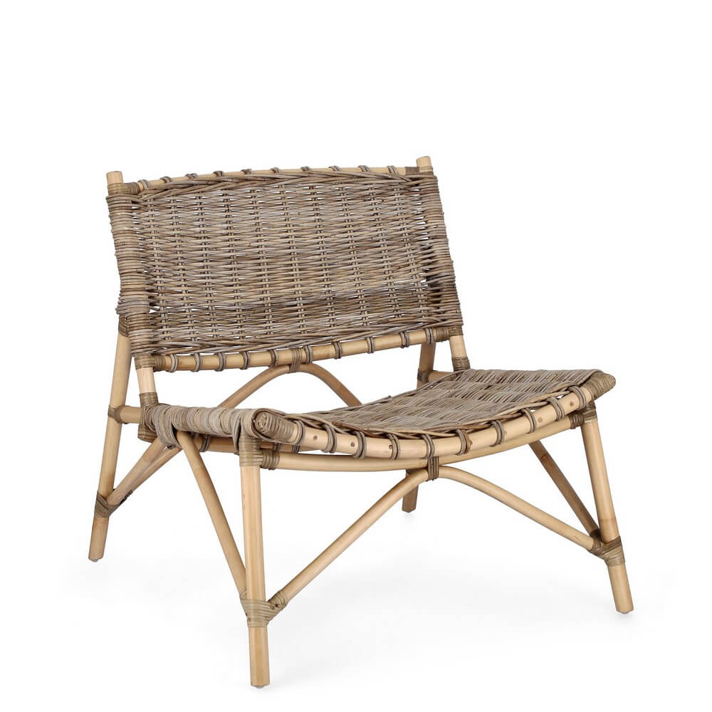 Poltrona Lounge in Rattan Intrecciato Kubu Stile Naturale - MIRABELLE