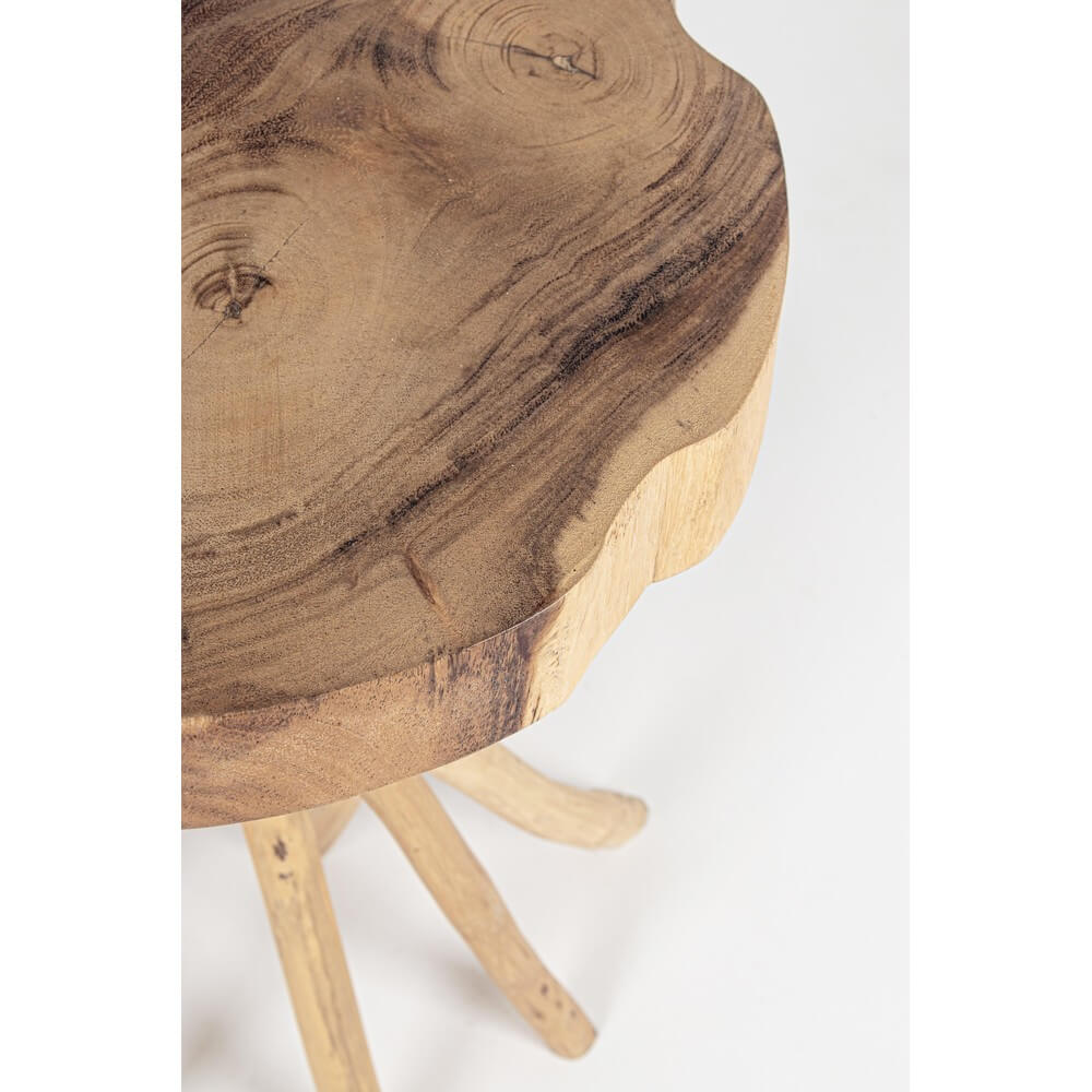 Tavolino in legno mungur con gambe a rami di teak naturale - KAI
