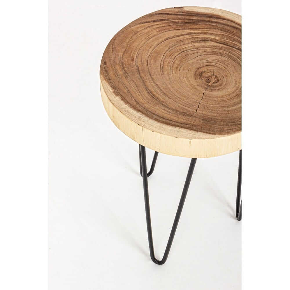 Set di 2 Tavolini Rotondi in Legno Mungur con Gambe in Acciaio Ø35 - WOODSTOCK