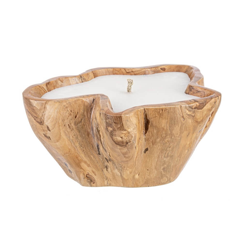Candela in Legno Teak Naturale con Cera per Esterni 30x35 - KELLY