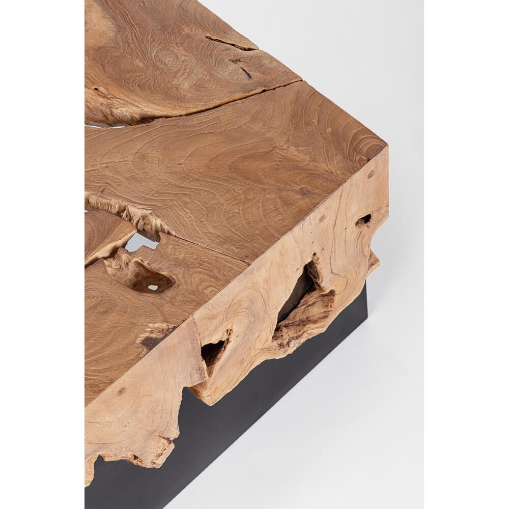 Set di 2 Tavolini da Salotto in Radica di Teak e Acciaio - PHOEBE
