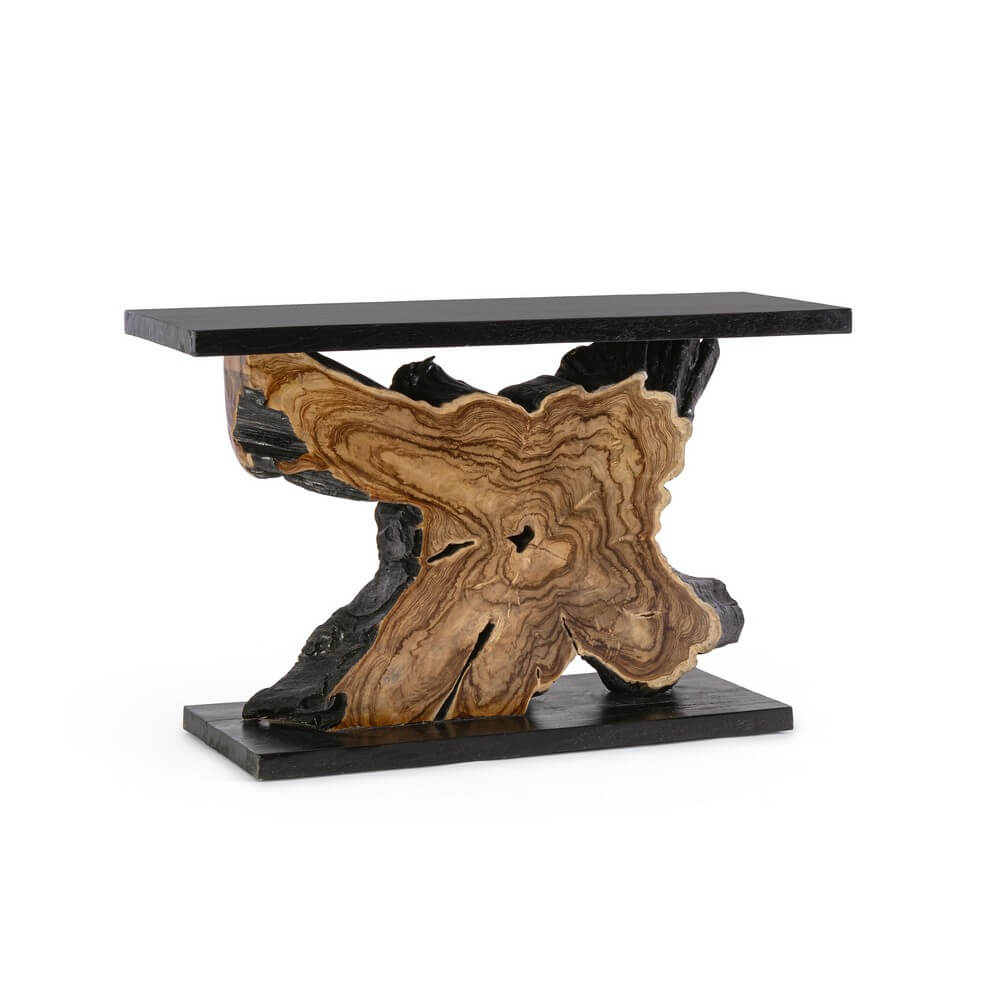 Consolle in Radica di Teak e Legno Suar Naturale 120x40 - MIA