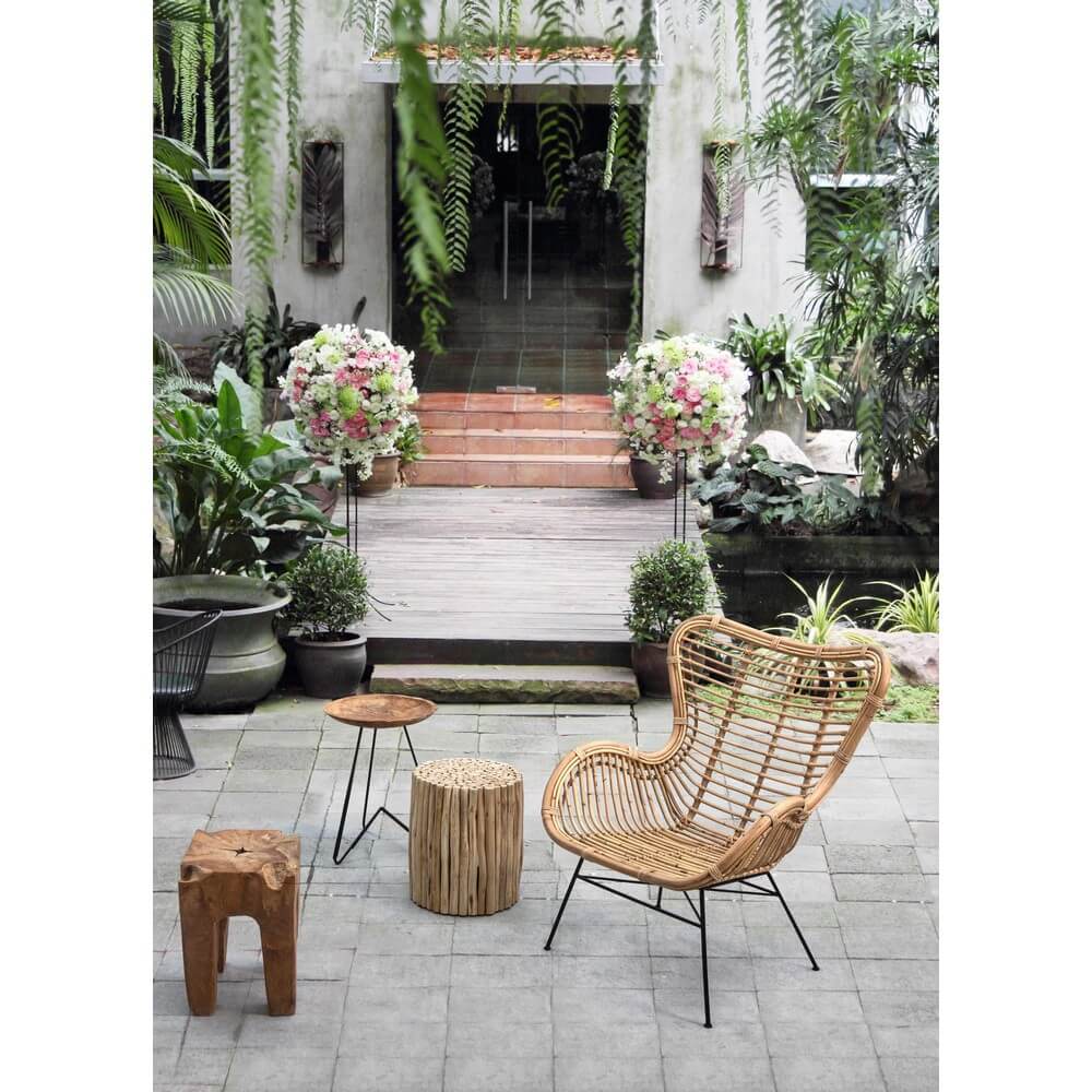 Set di 4 Poltrone in Rattan con Gambe in Acciaio Stile Boho - TATIANA