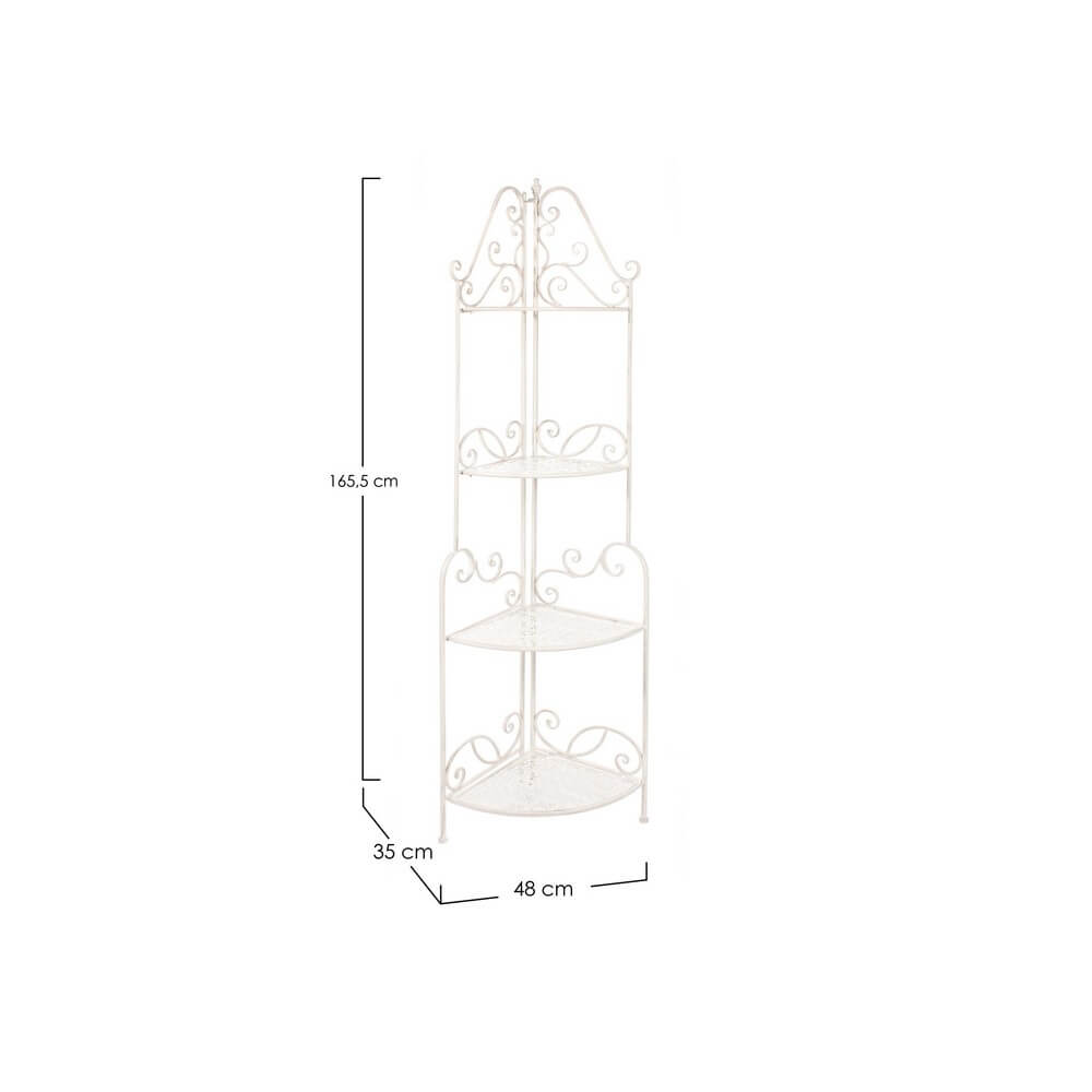 Angoliera in Ferro Battuto Bianco 4 Piani Stile Shabby - IRENE