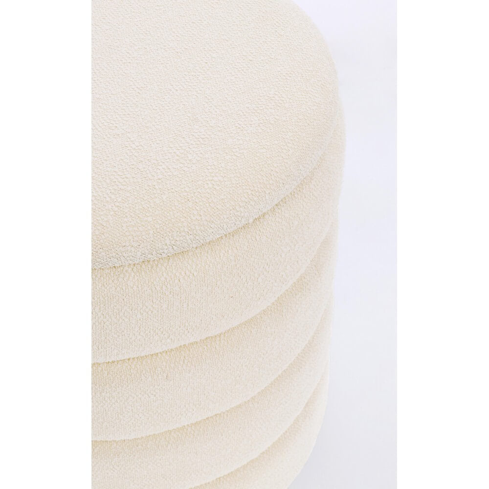 Set di 2 Pouf Rotondi Imbottiti in Tessuto Bouclé Bianco - JACKSON