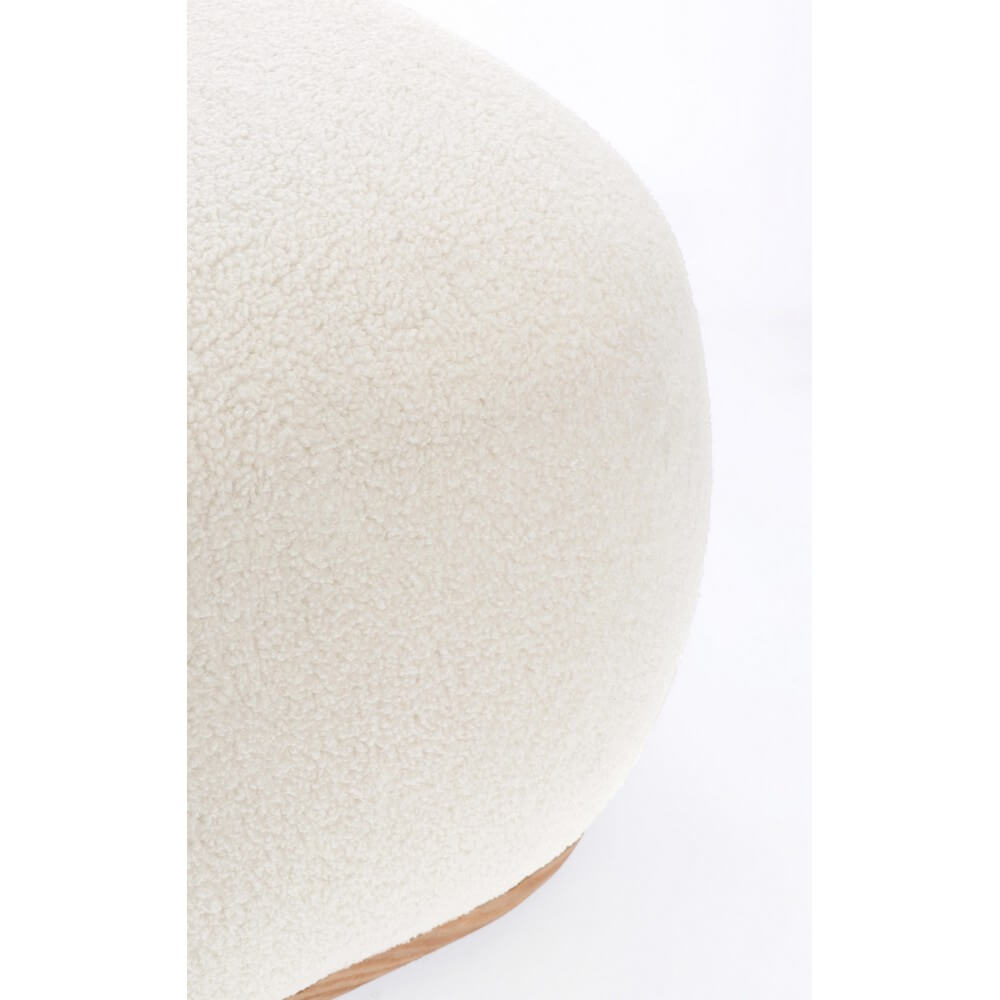 Pouf Quadrato Effetto Lana con Base in Legno di Frassino - RYAN