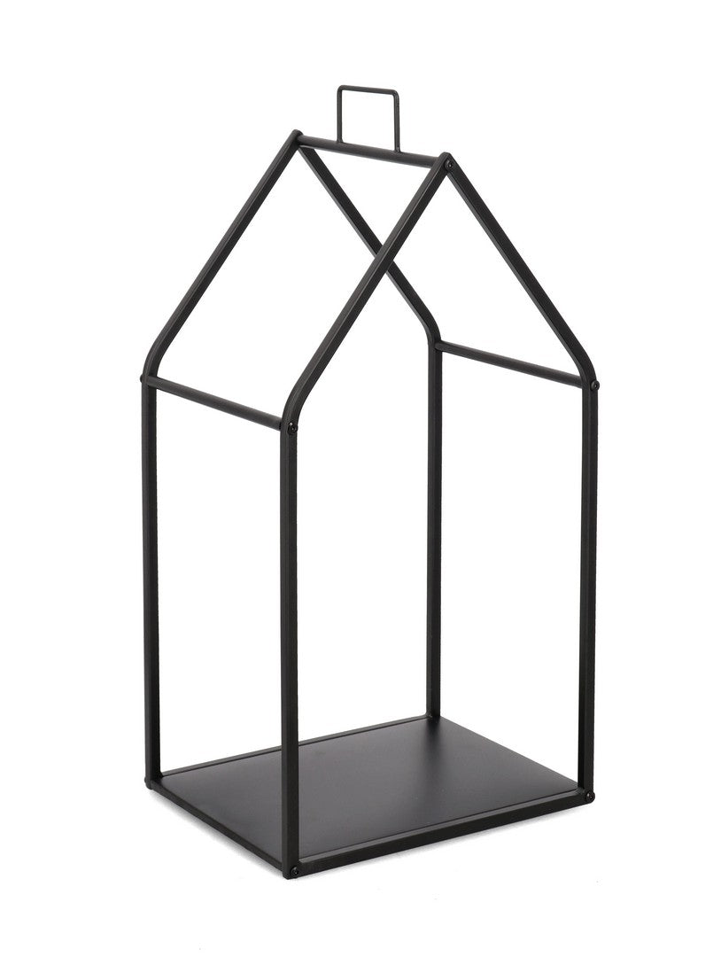 Set di 4 Porta Legna in Acciaio Verniciato Forma Casa Nero - ALFRY