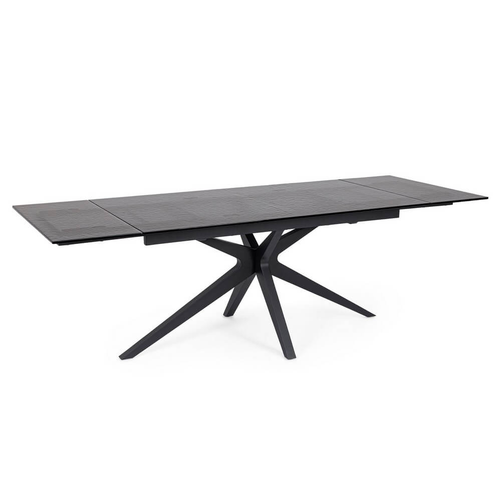 Tavolo da Pranzo Allungabile 160-240 cm Piano in Vetro Base Acciaio - AIRA