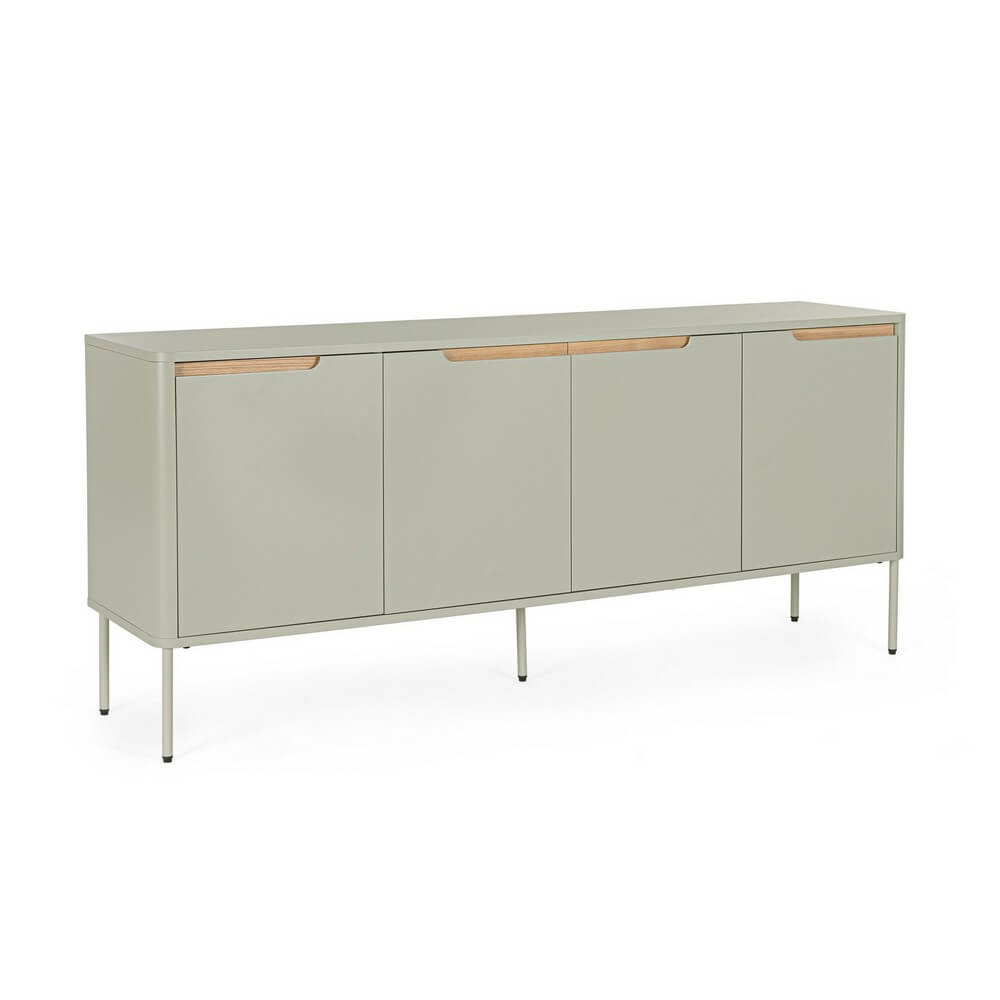 Credenza 4 Ante con Gambe in Acciaio e Finitura Laccata Opaca - NATHAN