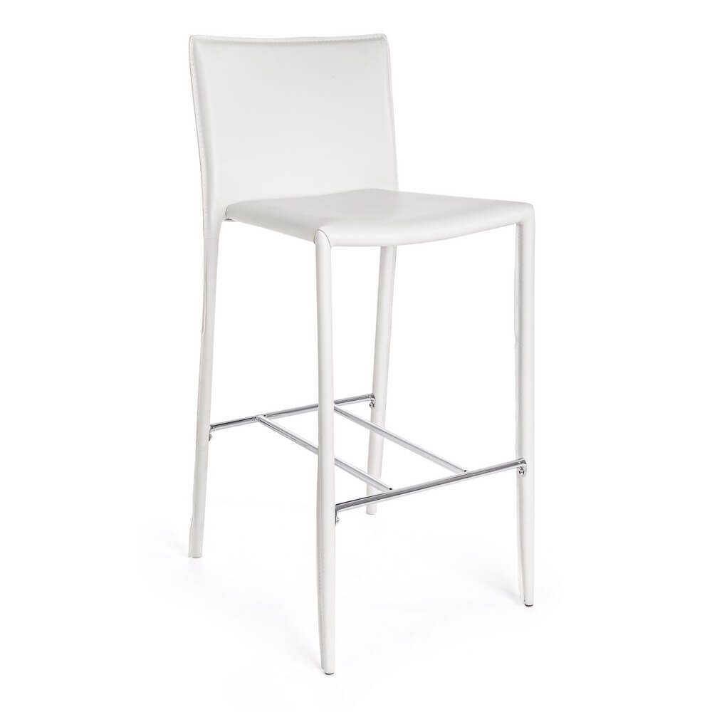 Set di 2 Sgabelli da Bar in PVC Bianco con Struttura in Acciaio - ISABELLE