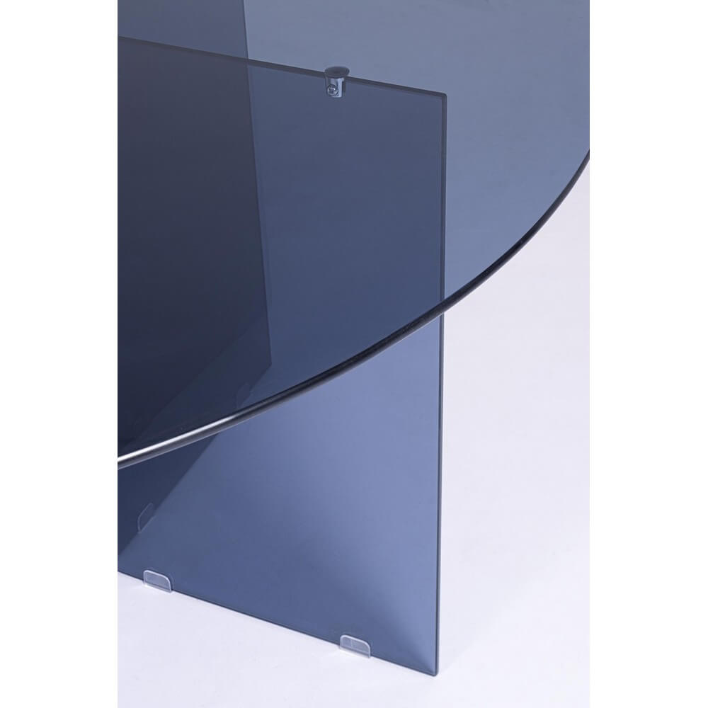 Tavolo da Pranzo Rotondo in Vetro Temperato Blu D130 - IRIDE