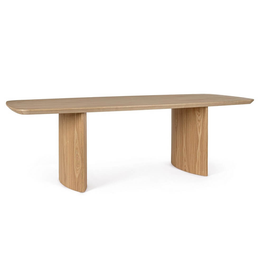 Tavolo da Pranzo in Legno di Quercia 240x100 cm con Gambe a Colonna - ODELIA