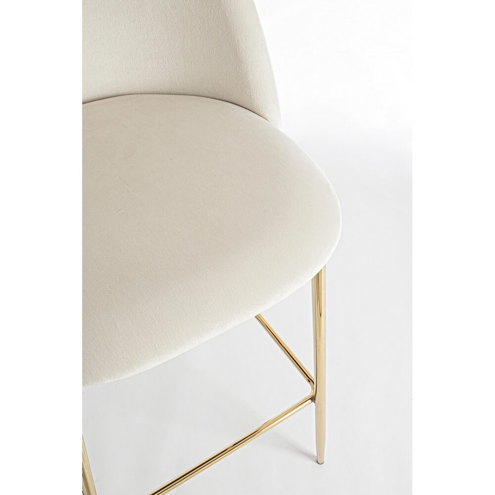 Set di 2 Sgabelli Bar in Velluto con Gambe Dorate Bianco - SIMON