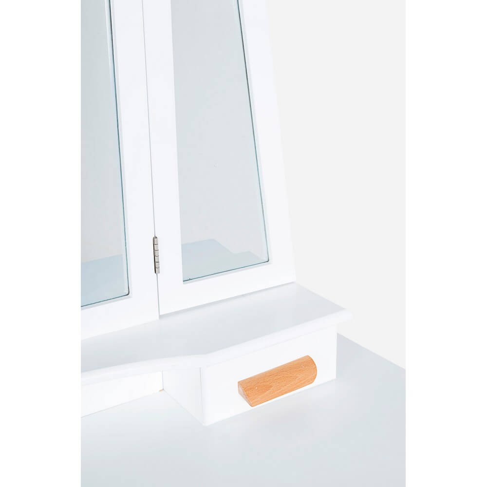 Consolle Toilette con Specchio e 2 Cassetti in Legno Bianco - EXCEPTIONAL