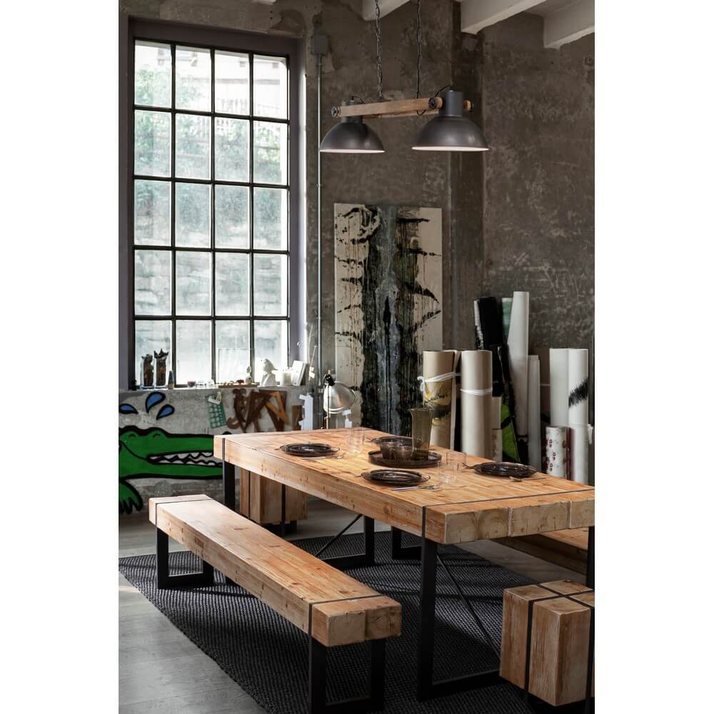 Tavolo da pranzo in legno abete e acciaio 200x90 cm - THEO