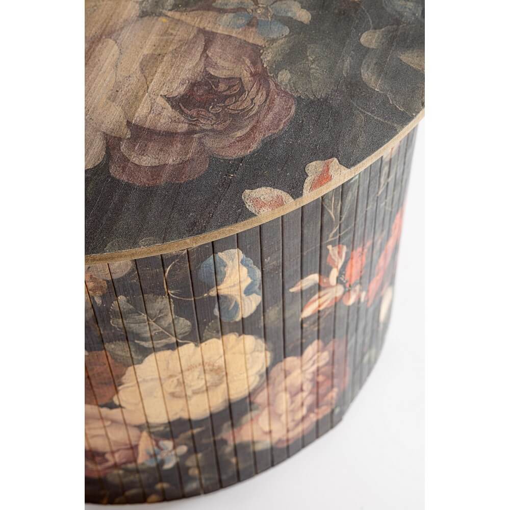 Tavolino rotondo in bambù con stampa floreale 58x40 cm - STARDUST