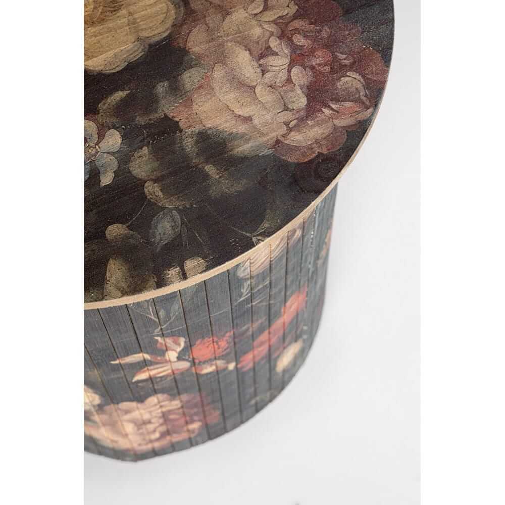 Tavolino Rotondo in Bambù con Stampa Floreale 40x40 cm - NIPPON BAMBOO