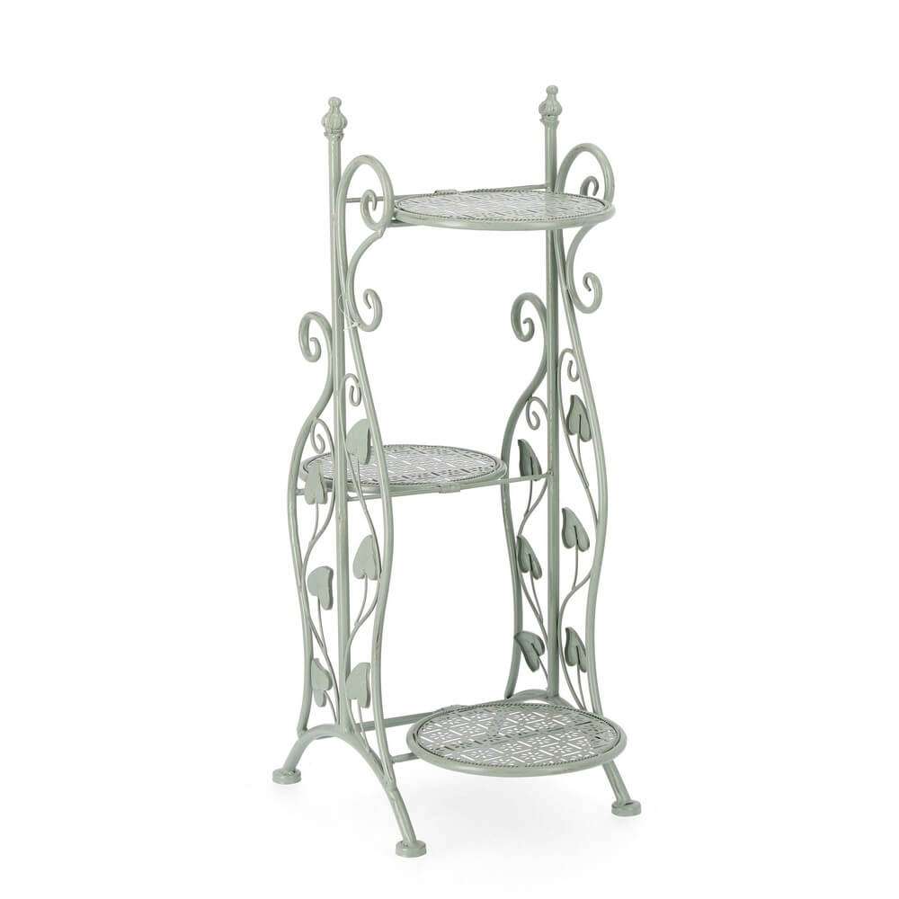 Set di 3 Porta Fiori in Acciaio con 4 Piani Rotondi Stile Romantico - GIANNA