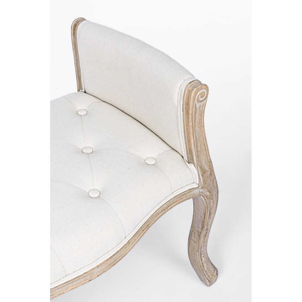 Set di 2 Panche Imbottite in Tessuto con Struttura in Legno Stile Classico - GRETA