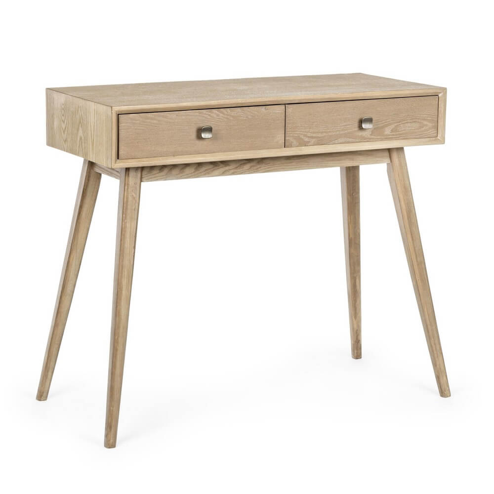 Consolle in legno con 2 cassetti stile nordico gambe a compasso - ALEXANDRA